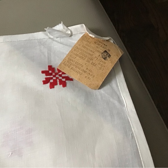 SET OF 6 VINTAGE (45 y.o.) 100% LINEN HAND EMBROIDERED TABLE NAPKINS - Picture 5 of 10